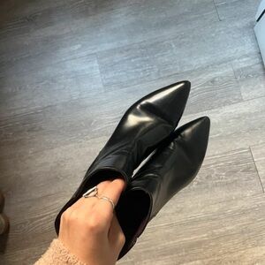 Kittenish Black Pointed Toe Ankle Boots